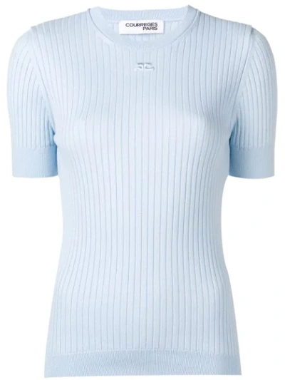 Courrèges Knitted Top In Blue