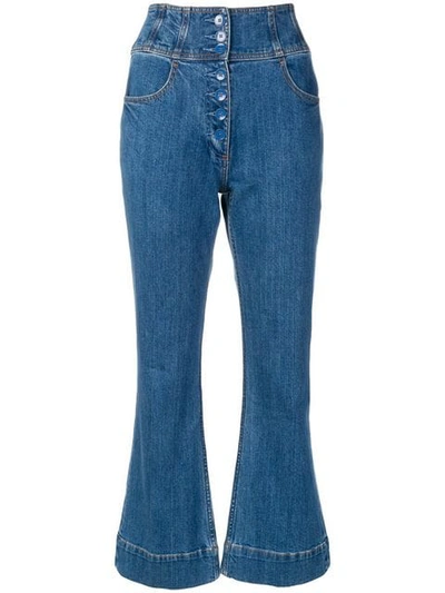 Ulla Johnson Cropped Flared Trousers In Blue