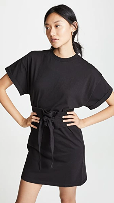 Rebecca Minkoff Marta Crewneck Short-sleeve Belted T-shirt Dress In Black