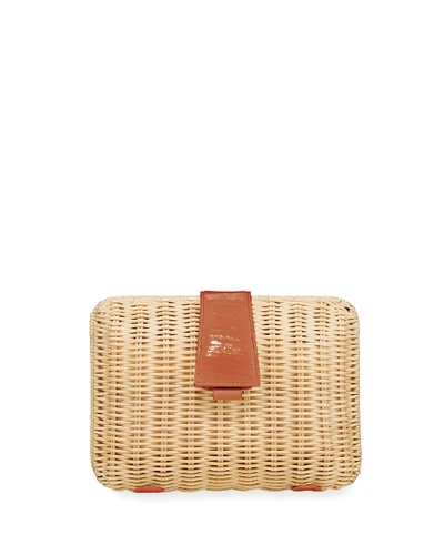 Nancy Gonzalez Wicker & Crocodile Small Clutch Bag In Neutral