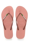 Havaianas Slim Metallic Flip Flops In Rose Nude