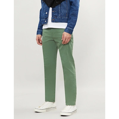 7 For All Mankind Slimmy Slim-fit Tapered Leg Cotton-blend Chinos In Pistachio