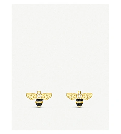 Thomas Sabo Bee 18ct Yellow Gold-plated And Zirconia Earrings In Multi-coloured