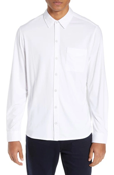 Paige Stockton Slim Fit Long Sleeve Jersey Sport Shirt In Fresh White