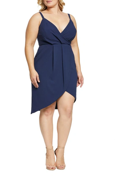 Dress The Population Women's Owen Asymmetrical Tulip-hem Dress In Midnight Blue