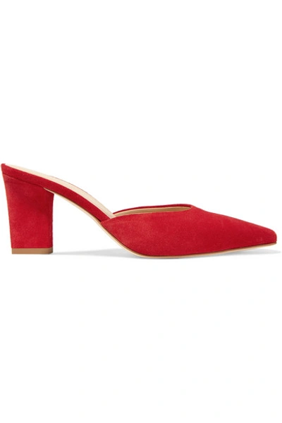 Aeyde Signe Suede Mules In Red