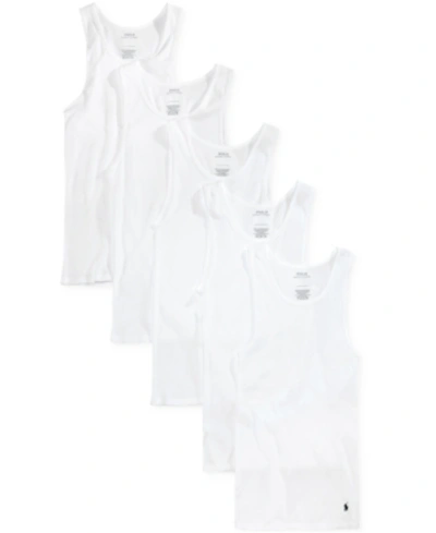 Polo Ralph Lauren Men's Cotton Undershirt Tank Top 5-pack In White/cruise Navy Pp