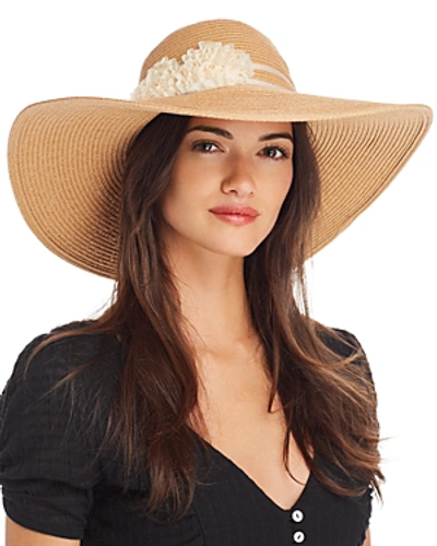 August Hat Company Floral-trim Floppy Hat In Natural