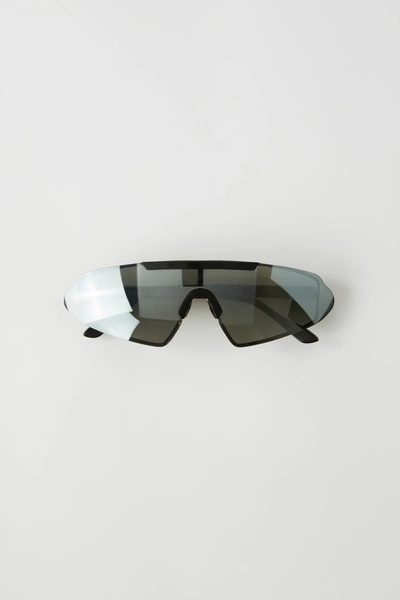 Acne Studios Bornt Black Black/silver In Shield Metal Sunglasses
