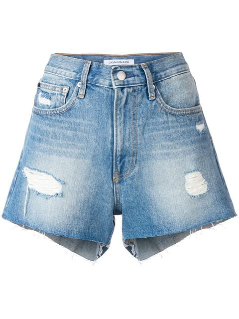 Ck Jeans Distressed Denim Shorts In Blue | ModeSens
