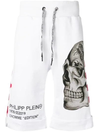 Philipp Plein Skull Print Shorts In White