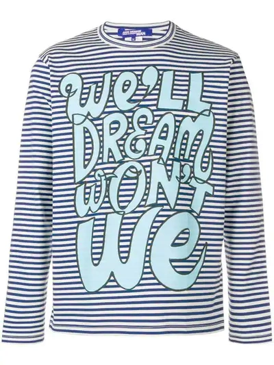 Junya Watanabe Striped Graphic Print Sweatshirt In Blue
