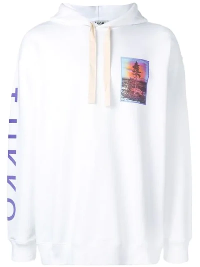 Acne Studios Old Tjikko-print Cotton Hooded Sweatshirt In White
