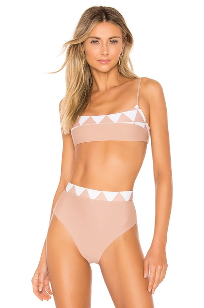 House Of Harlow 1960 X Revolve Veda Top In Tan. In Nude & White