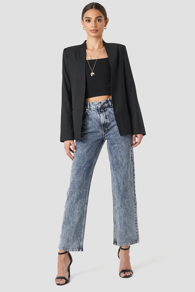 Na-kd Front Pleat Jeans - Blue In Blue Stone Wash