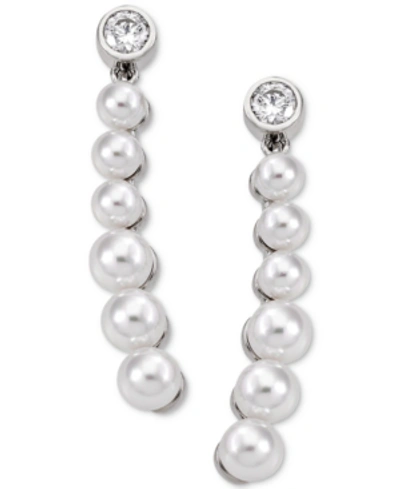 Majorica Sterling Silver Crystal & Imitation Pearl Drop Earrings