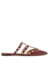 Valentino Garavani Rockstud Caged Grained-leather Mules In Cognac Leather