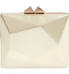 Nina Geometric Faux Leather Minaudiere In Pale Gold
