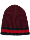 Gucci Wool Web Beanie In Red
