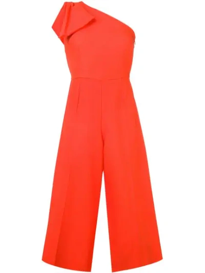 Elisabetta Franchi Cropped Asymmetric Jumpsuit In Orange