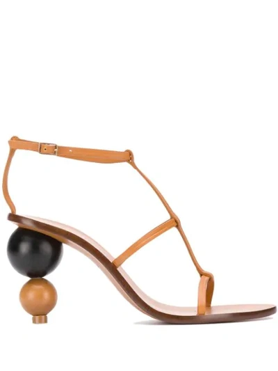 Cult Gaia Eden Leather Sandals In Brown