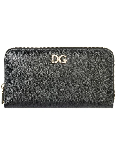 Dolce & Gabbana Logo Plaque Zip-around Wallet In Nero