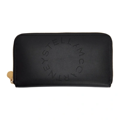 Stella Mccartney Logo Zip Around Wallet In Black