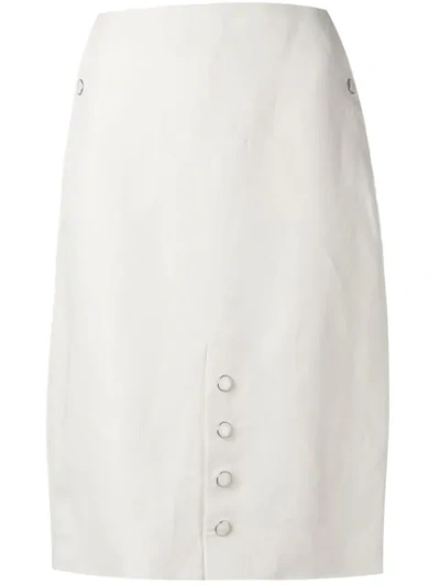 Aalto Button Detail Straight Skirt In Ivory
