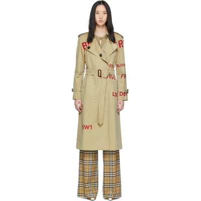 Burberry Horseferry Print Cotton Gabardine Trench Coat In Neutrals