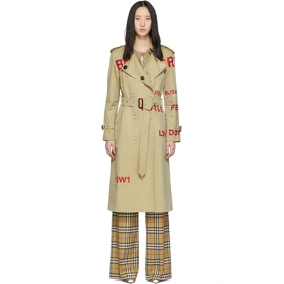horseferry print cotton gabardine trench coat