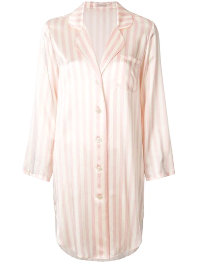 Morgan Lane Jillian Silk Striped Nightshirt In Petal Cream