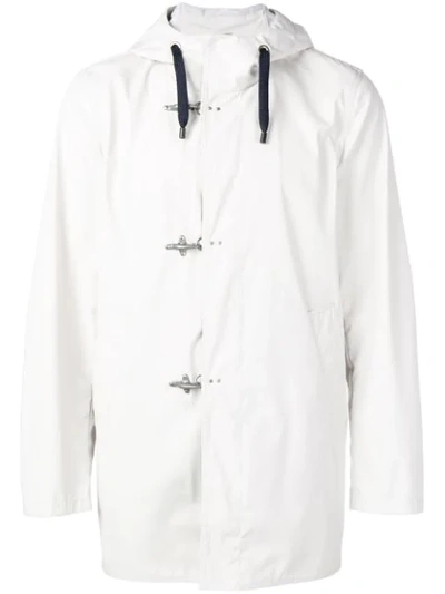 Fay Parka Raincoat In Blue Technical Fabric In White