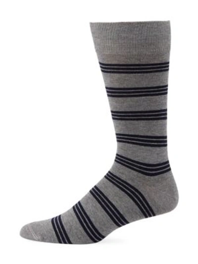 Saks Fifth Avenue Men's Collection Striped Socks In Grey Navy