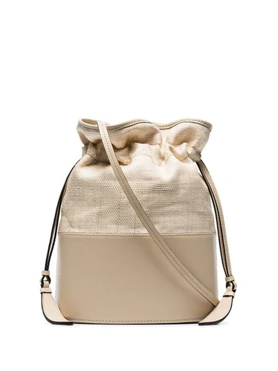 Hunting Season Beige Lola Leather And Straw Bucket Bag In Neutrals