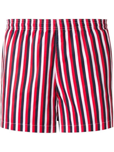 Ron Dorff Vertical Thin Stripes Swim Shorts In Red