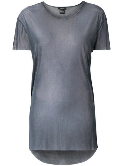 Avant Toi Round-neck Over Tulle T-shirt In Grey