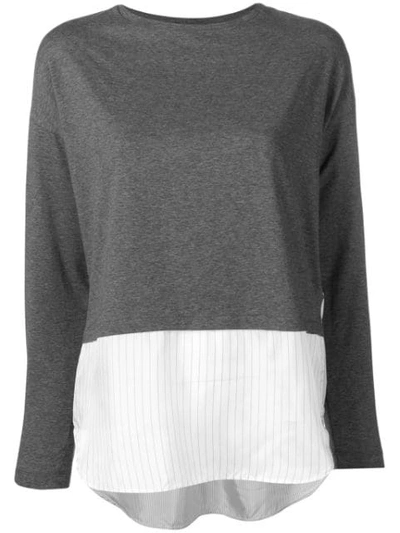 Aspesi Panelled Jersey Top In Grey