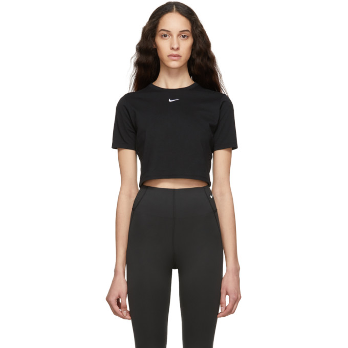 nike black short sleeve crop top