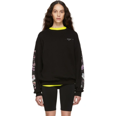 Off-white Black Flowers Pola Long Sweatshirt In Black Multi