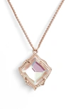 Kendra Scott Kacey Adjustable Pendant Necklace In Dichroic Glass/ Rose Gold