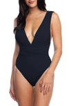 Trina Turk Wrap Front One-piece Swimsuit In Midnight