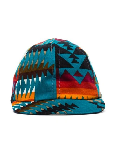 Sacai Pendleton Printed Cap In Blue