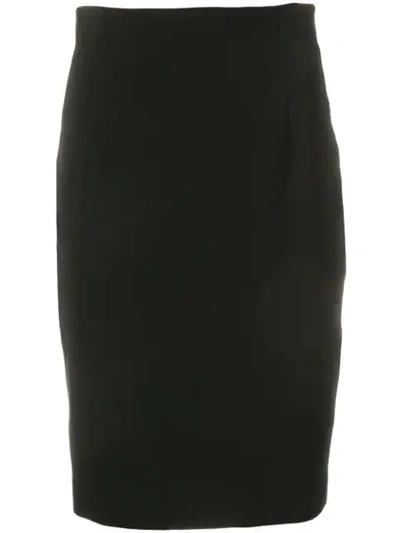 Versace Side Logo Stripe Fitted Skirt In Black