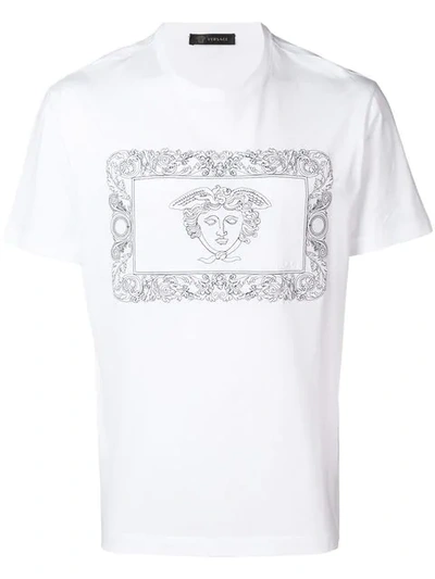Versace Medusa Embroidered T-shirt In White