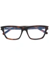 Saint Laurent Square Frame Glasses In Brown