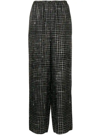 Theory Grid Check Palazzo Trousers In Black/white