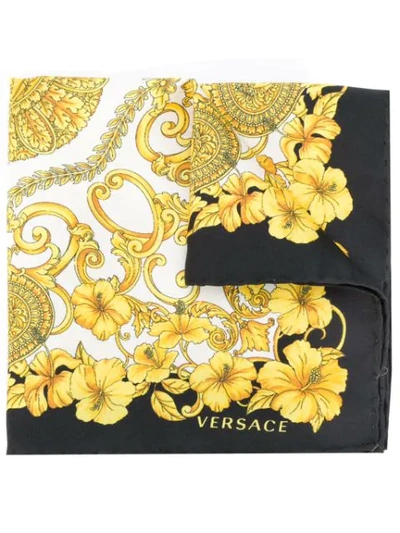 Versace Barocco Print Scarf In Yellow