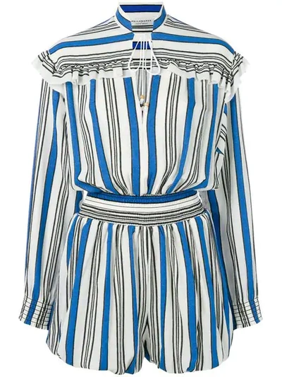 Philosophy Di Lorenzo Serafini Striped Deep V Gauze Romper In Blue