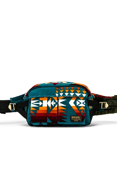 Sacai Pendleton Printed Crossbody Bag In Turquoise & Khaki