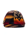 Sacai Navy Blue Pendleton Geometric Print Flat Peak Cap